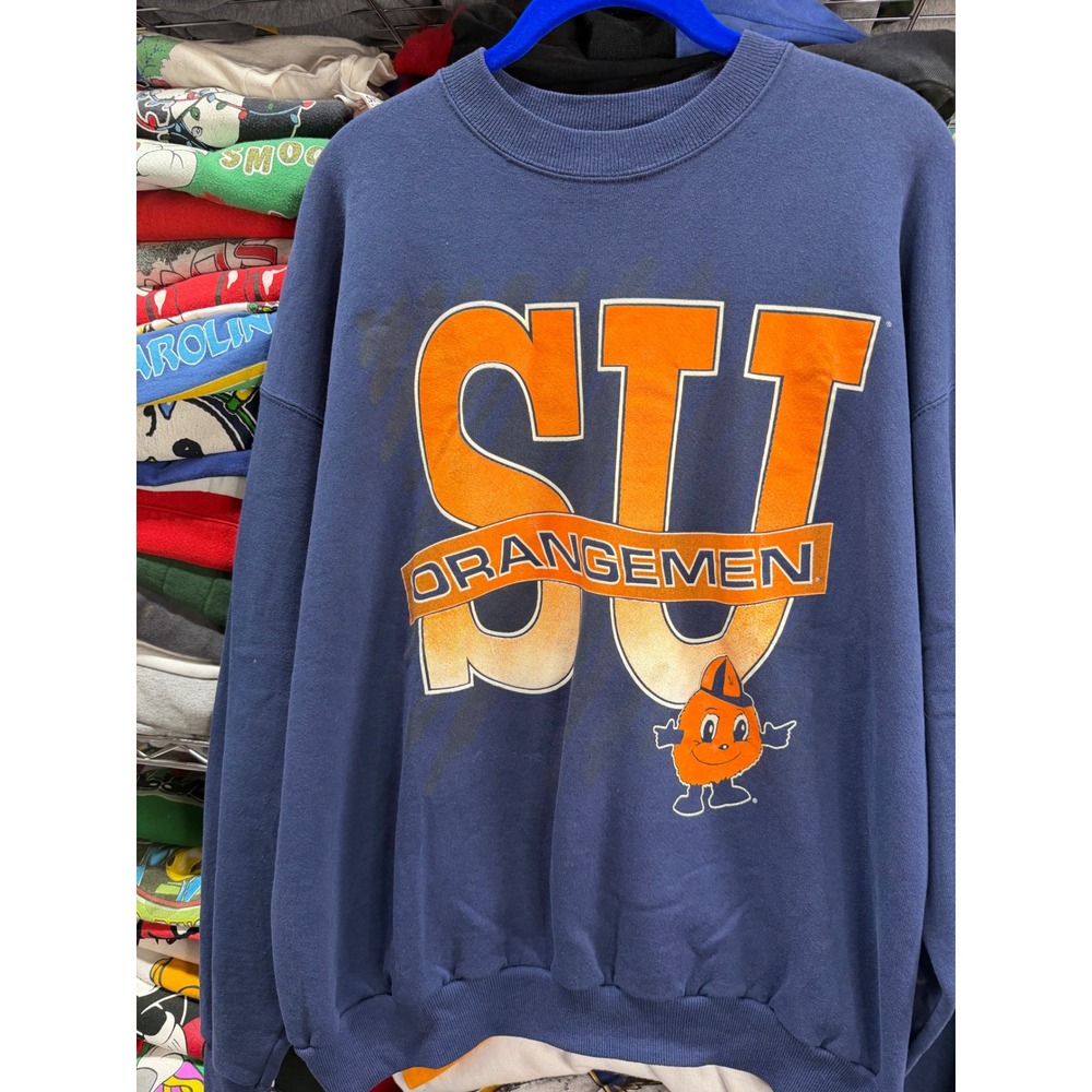 Vintage Syracuse Orangemen Hanes Sweatshirt XL Navy Blue Otto The Orange 90s USA